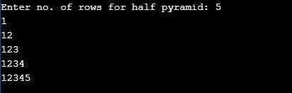 Half Pyramid Pattern in c of number