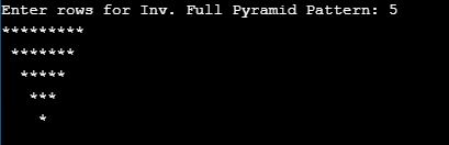 Inverted Full Pyramid Pattern in c