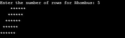 Rhombus Pattern Program In C