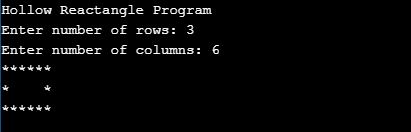 hollow rectangle program in c