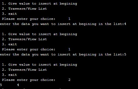 insert at beginning of linked list in c
