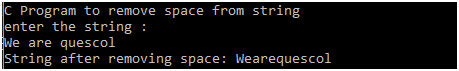 Program in C to remove blank space from String