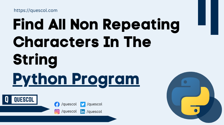 python program to Find All Non Repeating Characters In The String